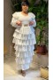 Elegant Frilled Belt Long Dress SW-443