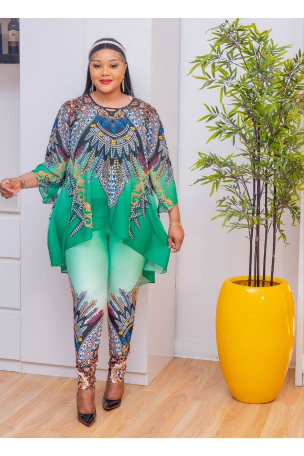 Ethnic Patterned Tunic-Leggings Set 34731