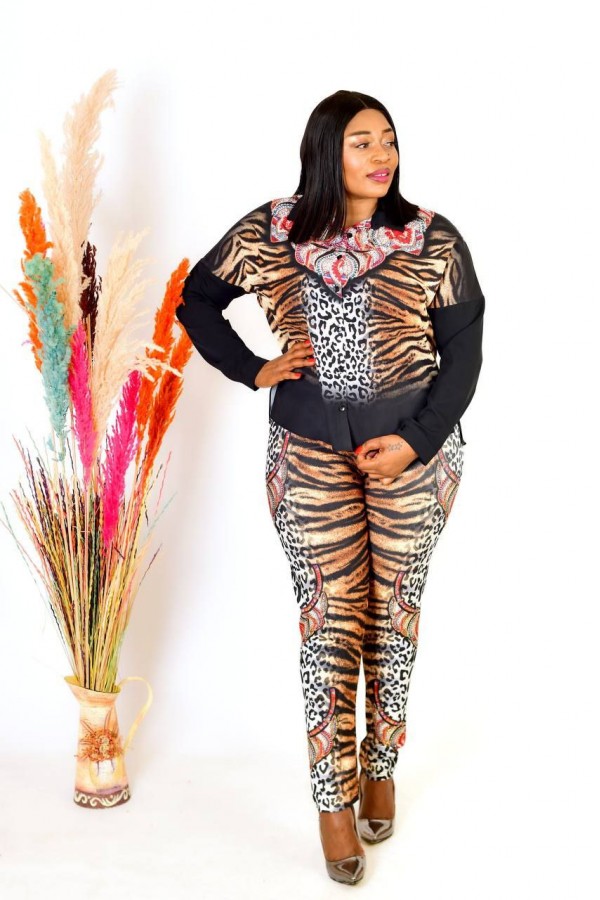 Tiger Patterned Shirt-Leggings Set 34681