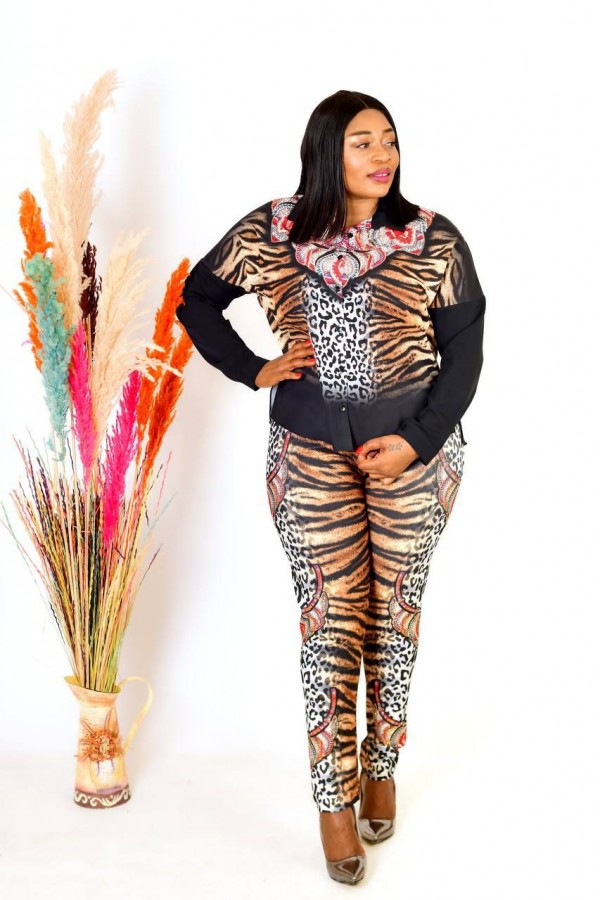 Tiger Patterned Shirt-Leggings Set 34681